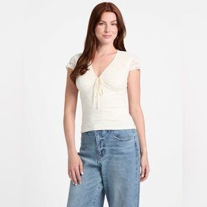 GUESS NWT Lori Lace Top, Size: M, Color: White